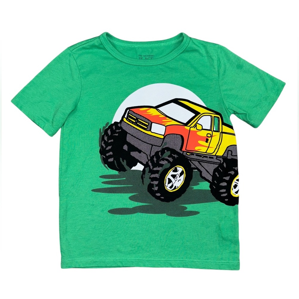 The Children’s Place Monster Truck Short Sleeve Shirt 5T Green